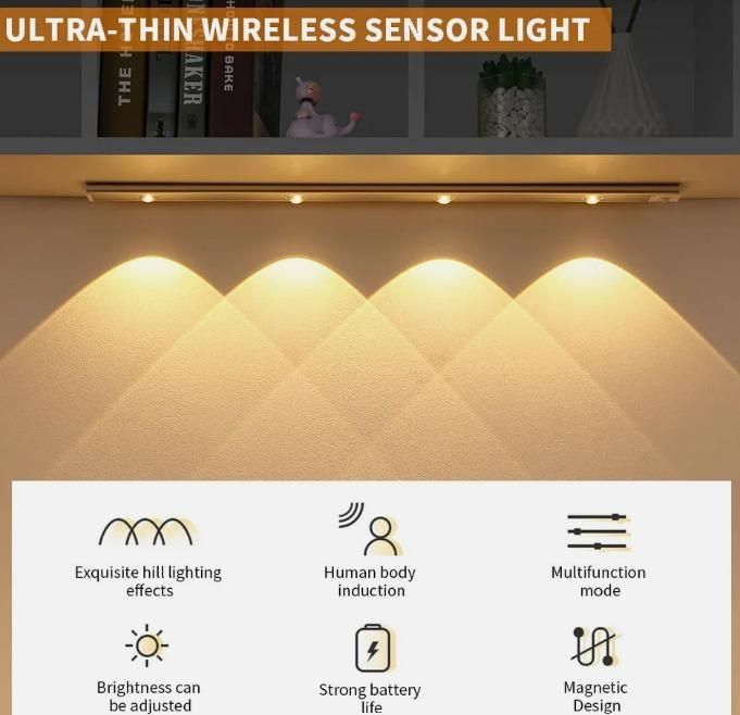 Wireless LED Cabinet Light with Motion Sensor – Dimmable & Rechargeable