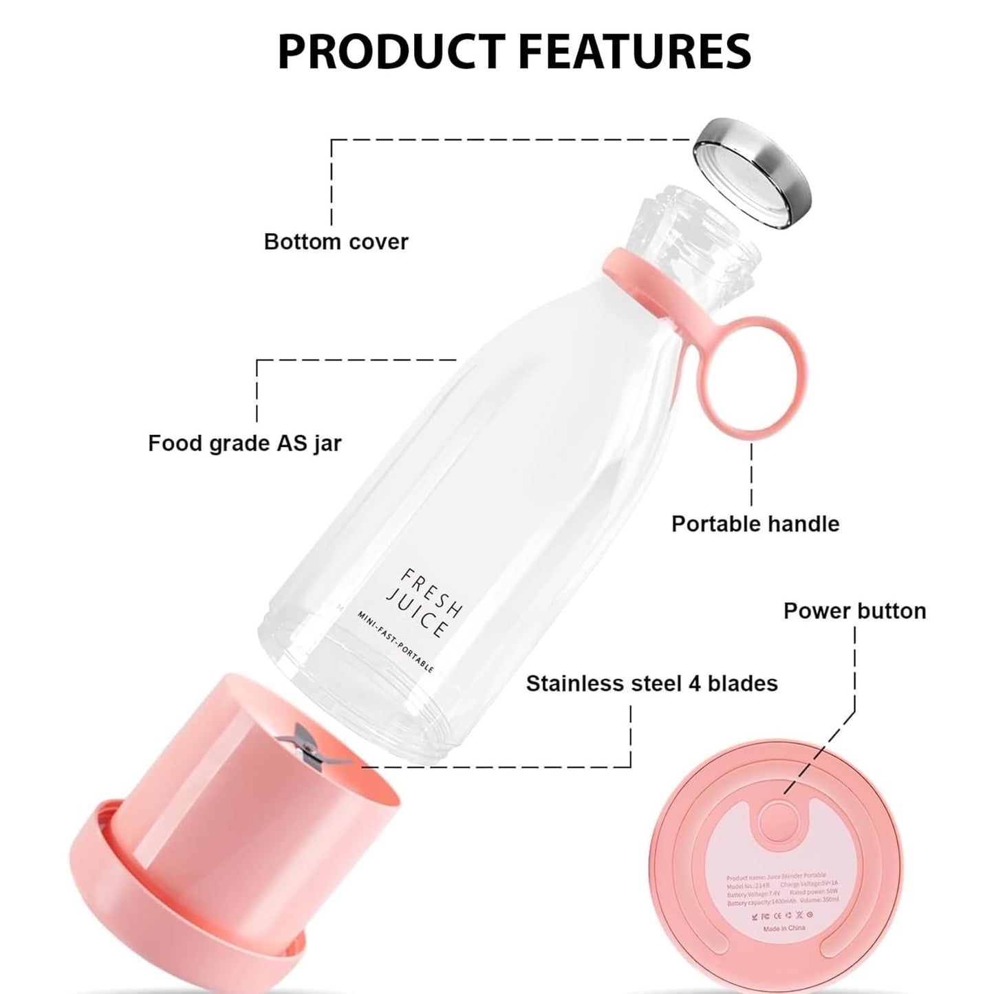 Portable Blender USB Rechargeable Mini Juicer Blender
